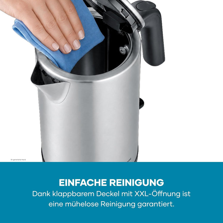 Severin Wasserkocher, Edelstahl, 1,7L, mit herausnehmbarem Kalkfilter, Leuchtanzeige, 360°-Basis, au