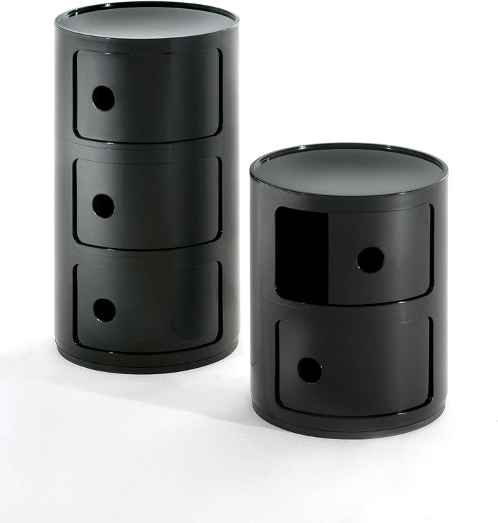 Kartell Componibili, 3 Elements, Schwarz, Runde Basis 3-fächer Schwarz, 3-fächer Schwarz