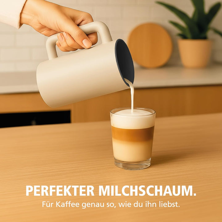 Brabantia Elektrischer Milchaufschäumer, 500 Watt, 300 ml, 4-in-1, BPA-frei, Warm & Kalt, 4 Stufen,