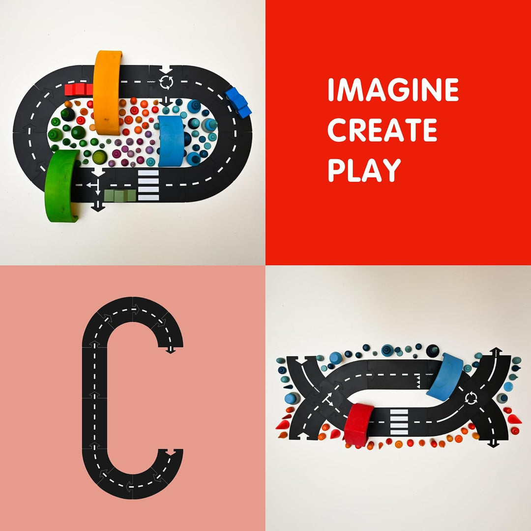 Waytoplay Ringroad - Die Flexible Spielzeugstrasse, 12 st. Spielen Sie mit Ihren Autos drinnen und d