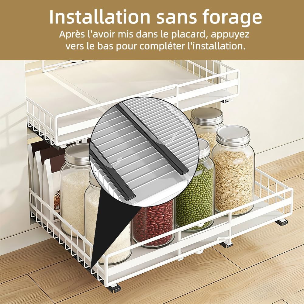 LANTUS Unterschrank für Spüle, ausziehbar, stapelbar, Regale für Schrank, Küche, Badezimmer, (31 – 4