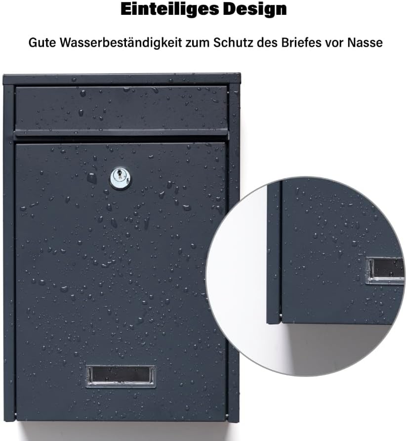 Zedelmaier XL personalisiert Briefkasten mit Edelstahl Namensschild Weiss Wandbriefkasten Postkasten
