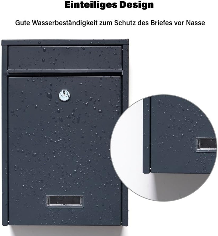 Zedelmaier XL personalisiert Briefkasten mit Edelstahl Namensschild Weiss Wandbriefkasten Postkasten