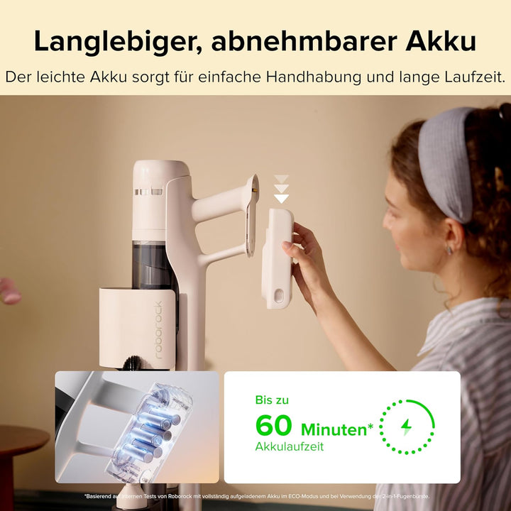 roborock H60 Hub Kabelloser Staubsauger mit 2L Auto-Empty Station, Ladestation, 60 Min. Abnehmbarer