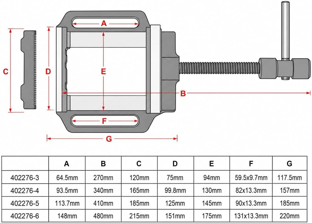 KATSU Bohrmaschinen-Schraubstock Säulentisch Bohrschraubstock 5" 125mm Professionelle Präzision Deut