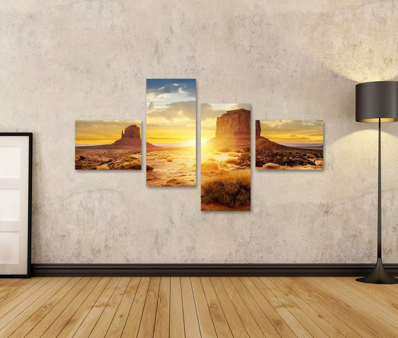 Bild auf Leinwand Sonnenuntergang Monument Valley Usa Wandbild Poster Kunstdruck Bilder Format: 150x