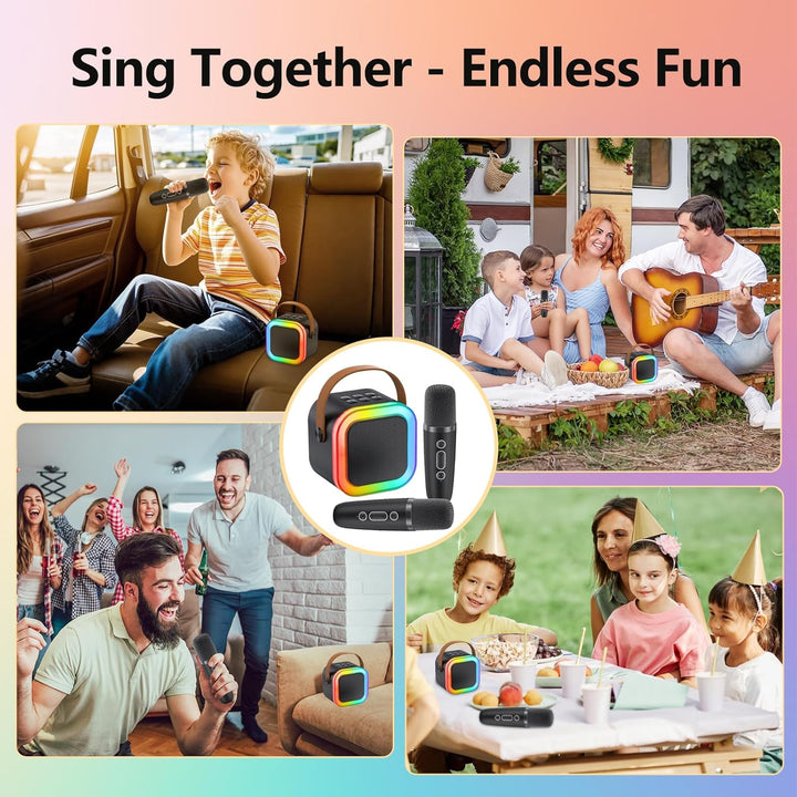 Mini Karaoke Maschine Kinder mit 2 Mikrofonen, tragbar Kinder Mikrofon Geschenk 3-12 Jahre, Kindermi