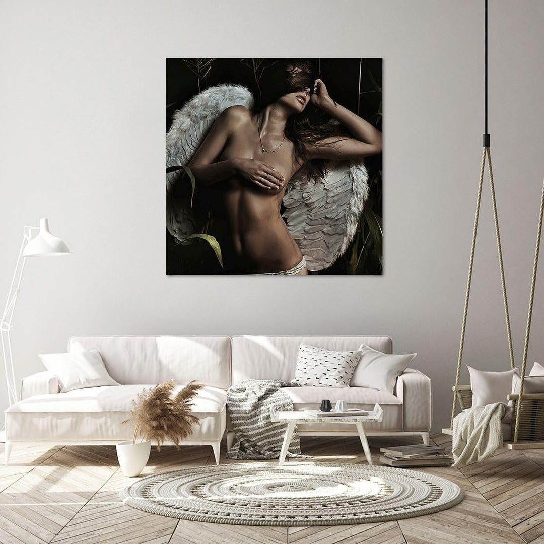 ARTTOR Bilder auf Leinwand 70x70cm Leinwandbild Engel Schönheit Körper Gross Wanddeko Bild Schlafzim