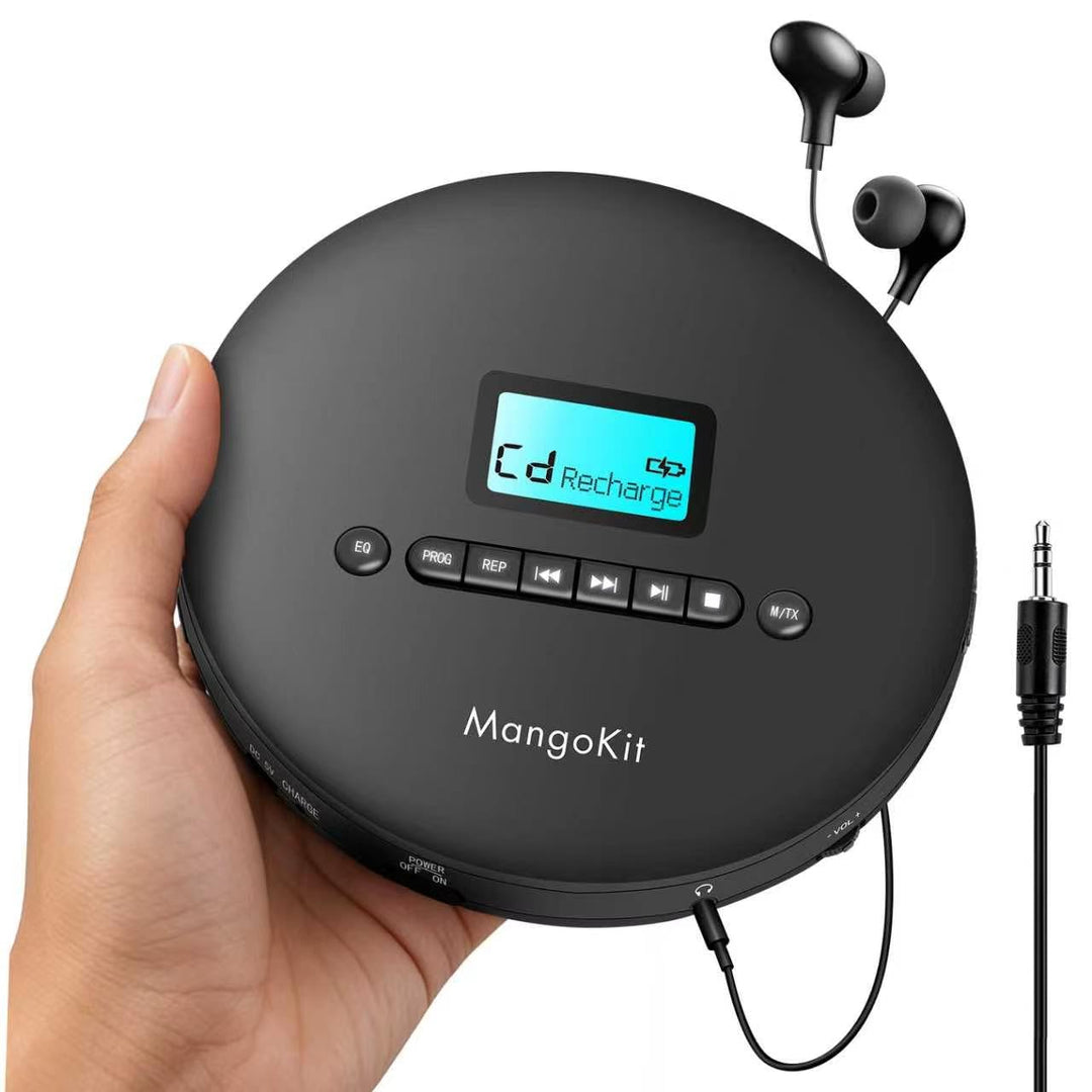 CD-X Tragbarer CD Player Bluetooth 5.3-CD-CD-R/RW, WMA, MP3 Player-Kopfhörer-Discman mit Anti-Skip-F