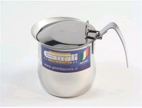Milchtopf gewölbt mit Deckel aus Edelstahl 18/10 von höchster Qualität. Finish Glanz. Material in ge