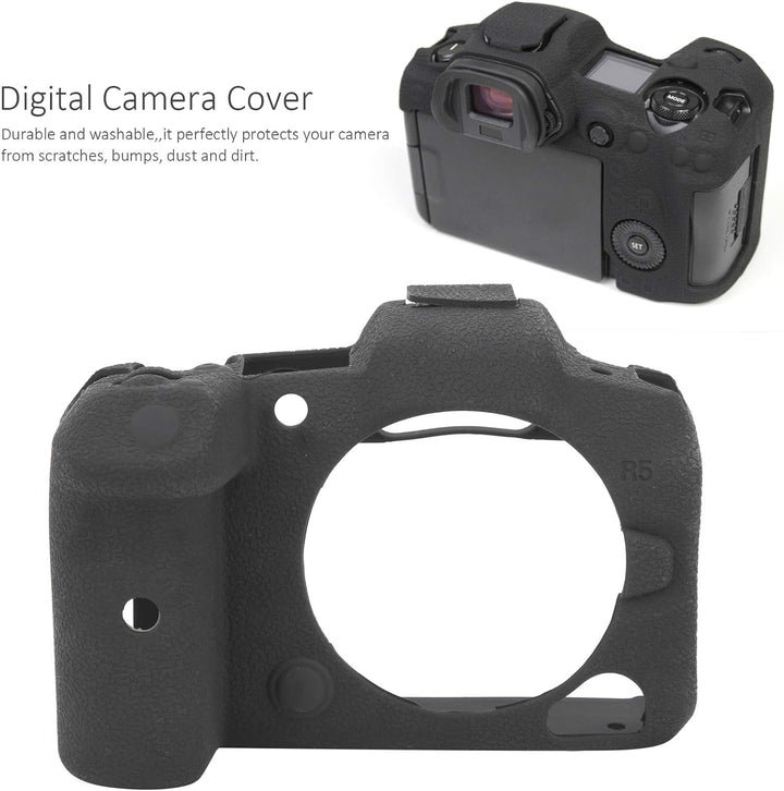 Digitalkamera Schutzhülle Silikonhülle für Canon EOS R5, Anti-Kratz Weichgummi Lychee Muster Silikon