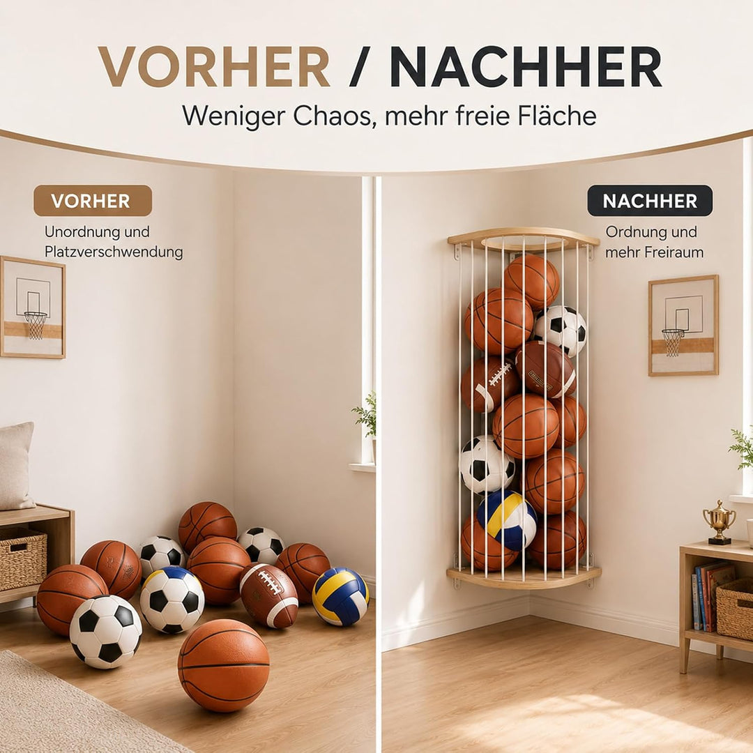 Garage Organizer Ballhalterung Wand - Slackline Ballnetz für 5 Bälle