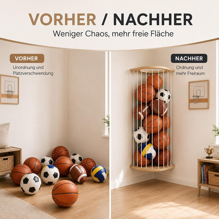 Garage Organizer Ballhalterung Wand - Slackline Ballnetz für 5 Bälle
