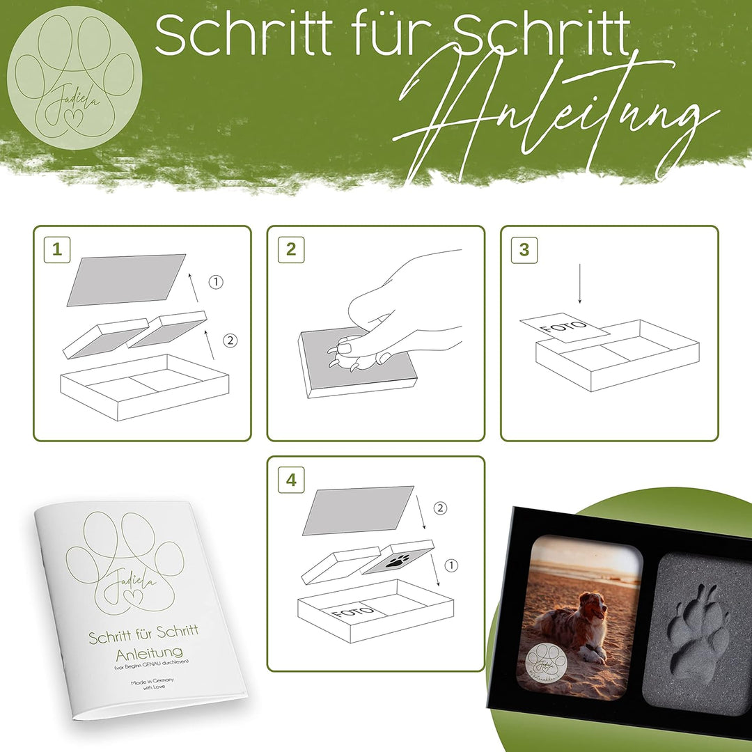 Jadiela Pfotenabdruck Set Hund oder Katze 3D Bilderrahmen Abdruck Hundepfote Geschenk Hund, Pfotenab