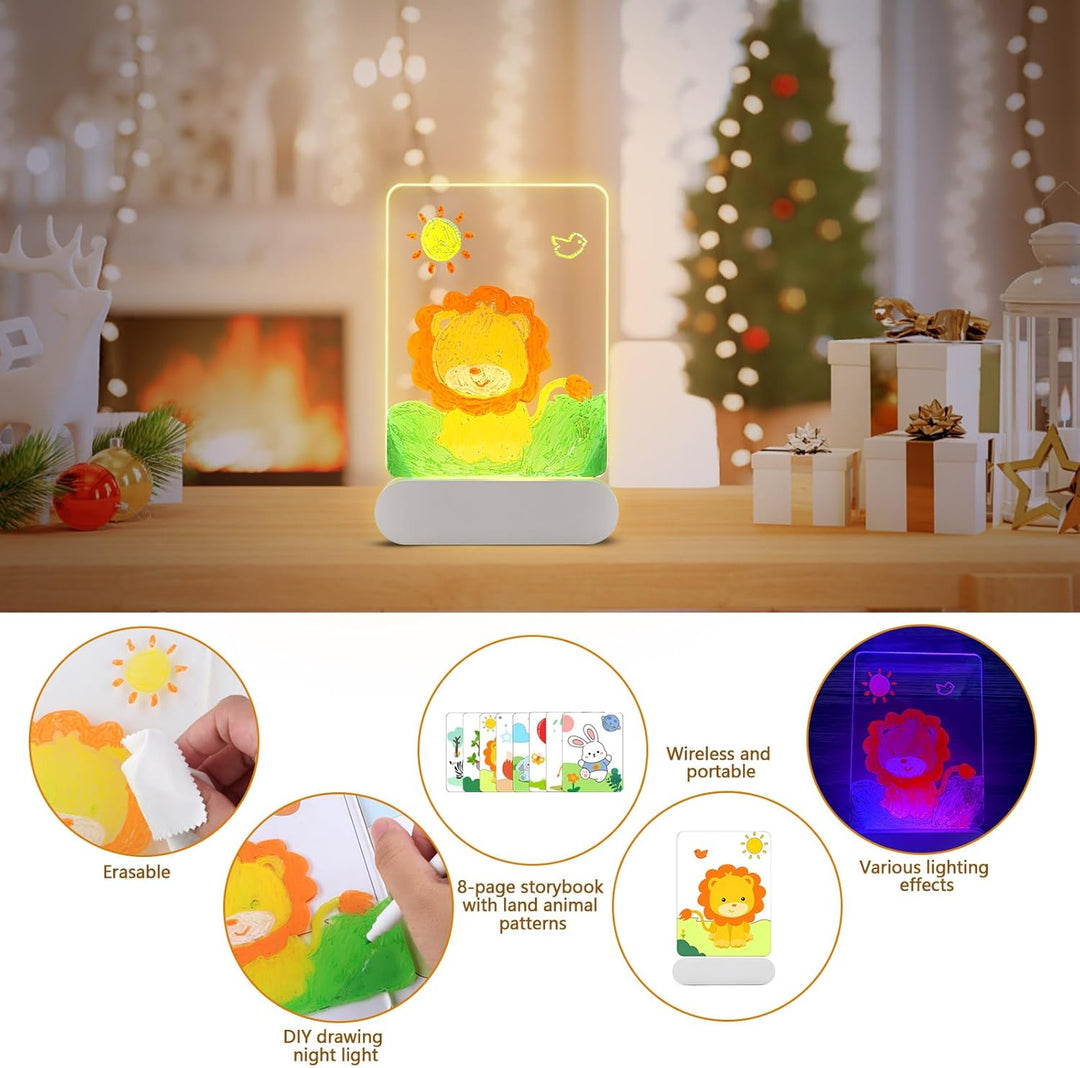 TXErfolg LED Notiztafel mit Farben, Leuchtendes Led Zeichenbrett für Kinder, 20x15cm Acryl Notiztafe