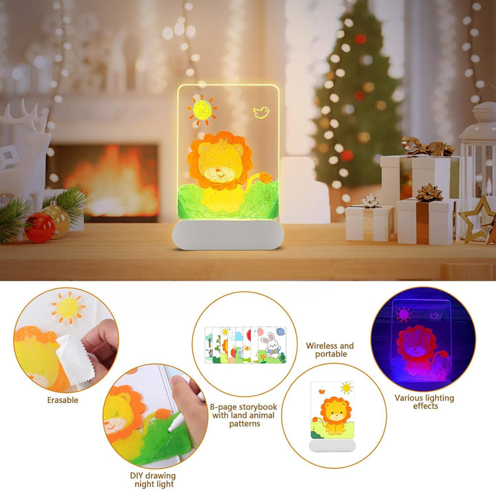 TXErfolg LED Notiztafel mit Farben, Leuchtendes Led Zeichenbrett für Kinder, 20x15cm Acryl Notiztafe