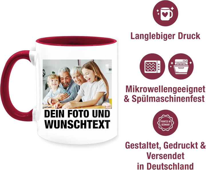 Tasse Tassen 325ml - Mit Foto I Eigenem Bild I Text I Name I Wunschtext - 325 ml - Bordeauxrot - mug