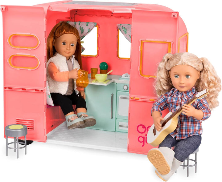 Our Generation – R.V. Seeing You Camper (Rosa) – Camping-Anhänger – Küche & Kochzubehör – 46 cm-Pupp