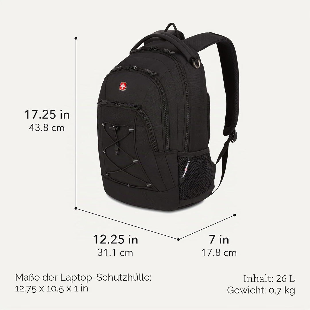Swiss Gear Unisex 1186 Bungee-rucksack Rucksack (1er Pack) 17-inch Schwarz, 17-inch Schwarz