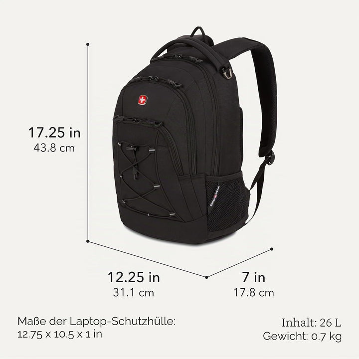 Swiss Gear Unisex 1186 Bungee-rucksack Rucksack (1er Pack) 17-inch Schwarz, 17-inch Schwarz