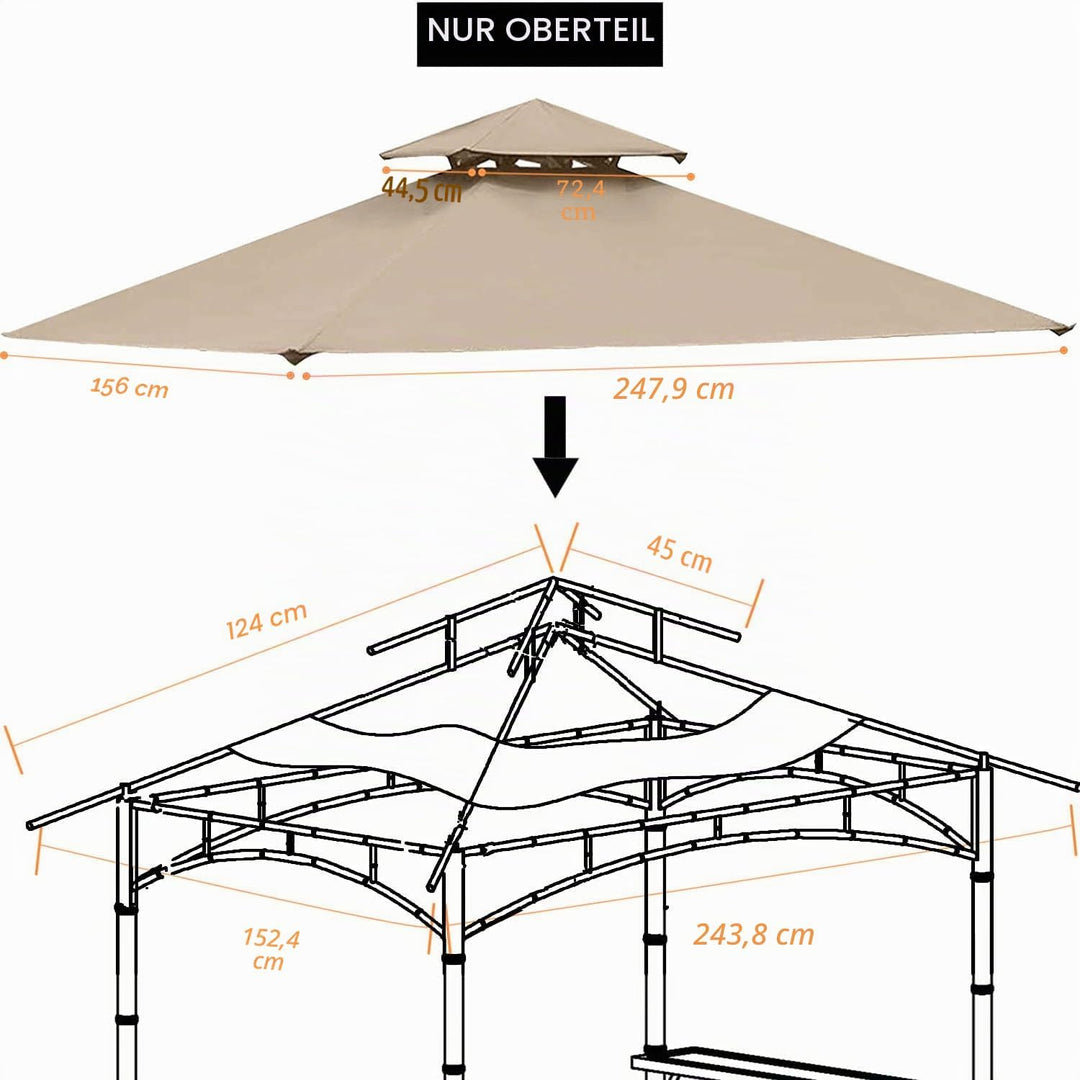 Ontheway Doppelstöckiger Ersatzdach, 152 x 2,4 m, für Pavillon-Modell L-GZ238PST-11 khaki, khaki