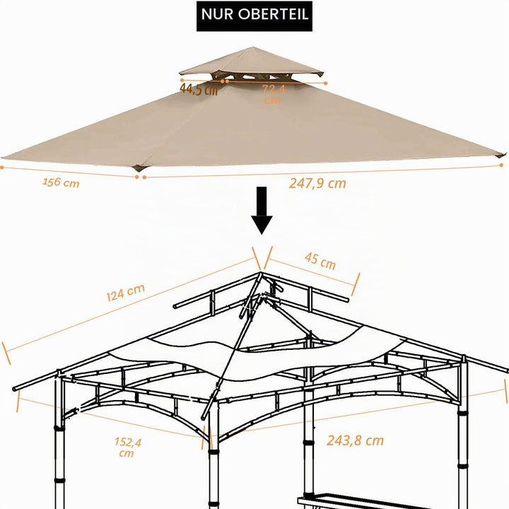 Ontheway Doppelstöckiger Ersatzdach, 152 x 2,4 m, für Pavillon-Modell L-GZ238PST-11 khaki, khaki