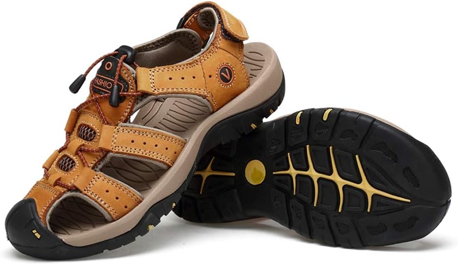 Sandalen Herren Leder Strand Wandersandale Trekkingsandalen Outdoorschuhe Sommer Freizeitschuhe Wand