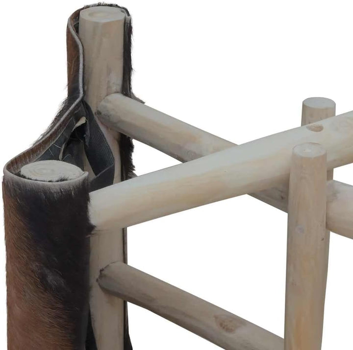vidaXL Klapphocker Ziegenleder und Massivholz Teak