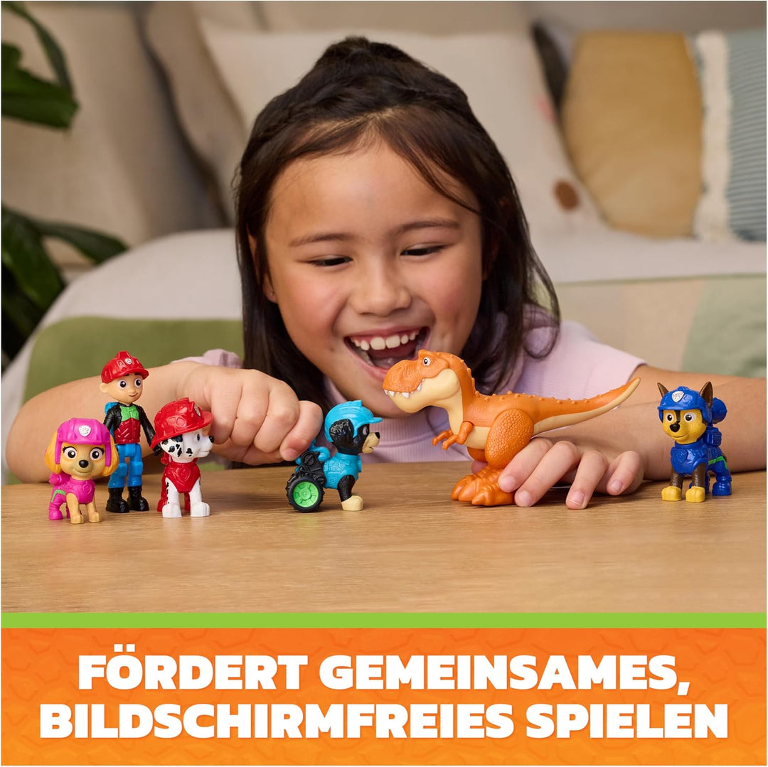 PAW PATROL: Der Dino Film, Abenteuer Figuren 6er-Pack, Set aus Ryder, Timmy, Rex, sowie 3 weiteren W