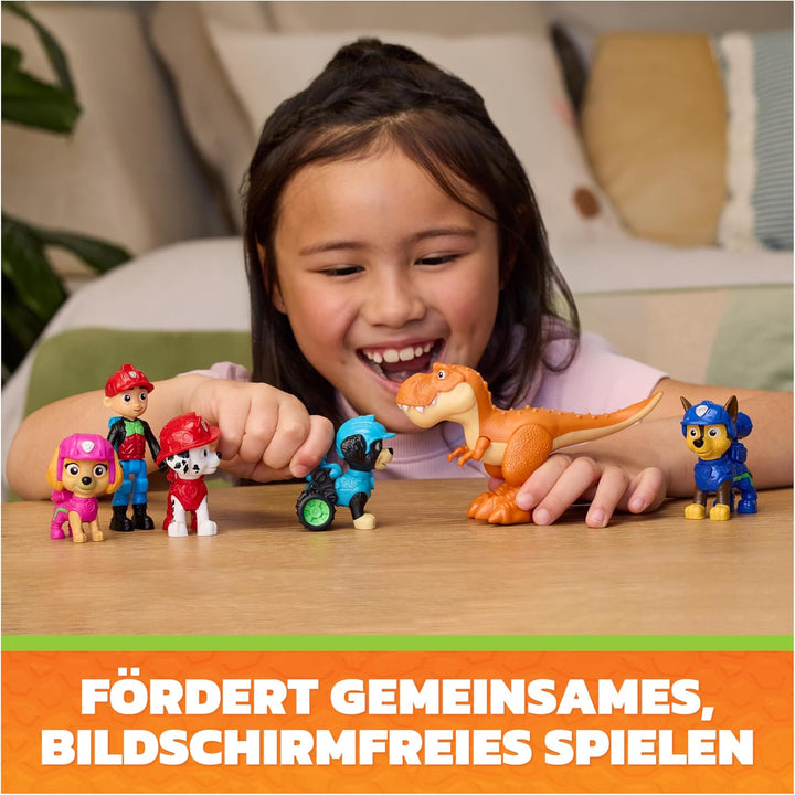 PAW PATROL: Der Dino Film, Abenteuer Figuren 6er-Pack, Set aus Ryder, Timmy, Rex, sowie 3 weiteren W