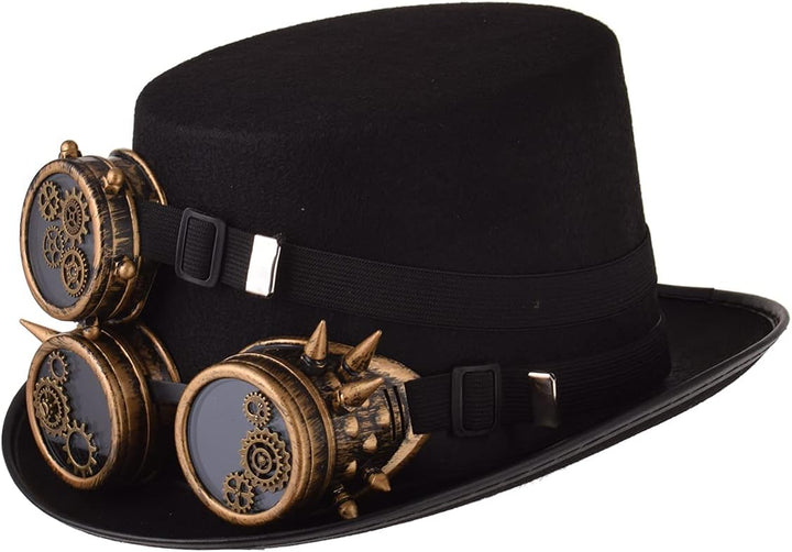 COSDREAMER Steampunk-Hut für Herren und Damen, Gothic-Stil, Steampunk-Brille Gr. Medium, Schwarz 11