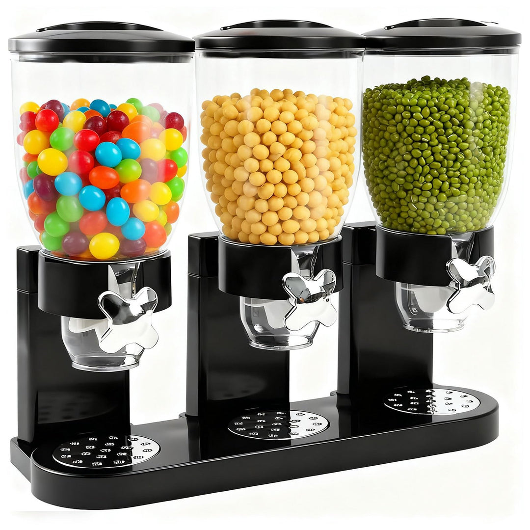 Cereal Dispenser 2L, Dreifacher Müsli Verteiler für die Arbeitsplatte, Müslispender 3er Set Luftdich