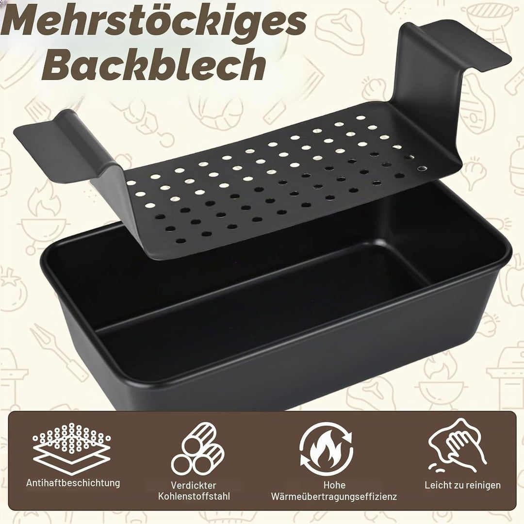 Karbonstahl Brotbackform, Hackbratenform mit Ablaufschale, Brotbackformen, Karbonstahl Brotformen, K