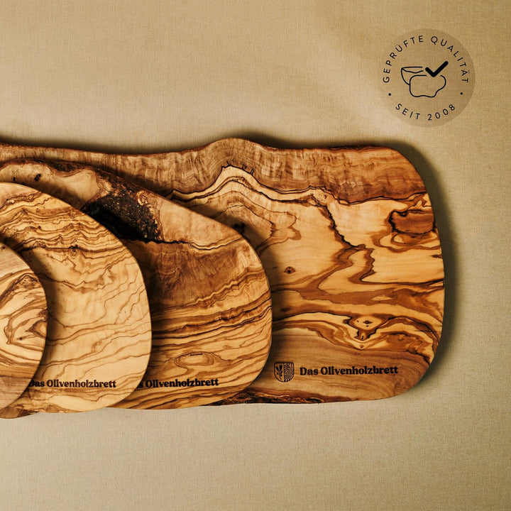 DAS OLIVENHOLZBRETT® Schneidebrett rustikal 35cm x25cm x2,5cm 35L x 25B cm, 35L x 25B cm