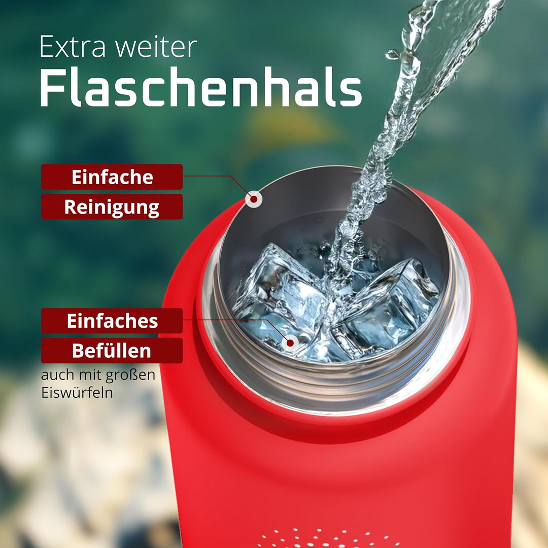 Trinkflasche Edelstahl ACTIVE FLASK + Strohhalm (3 Deckel) BPA-frei, Auslaufsicher, Kohlensäure geei