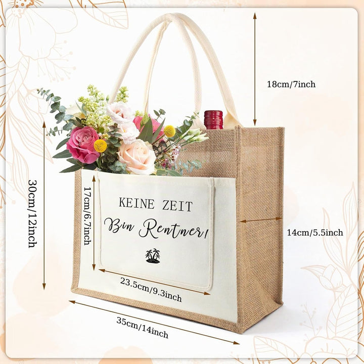 Tarklanda Jutetasche Damen Geschenk Jute Shopper Bag, Jute Einkaufstasche personalisiert Jutebeutel