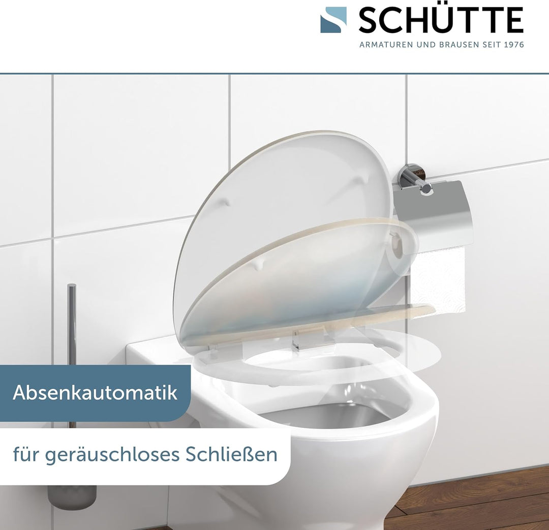 SCHÜTTE WC-Sitz mit Absenkautomatik BEACH aus Duroplast | hochwertiger Toilettendeckel mit 175kg Bel