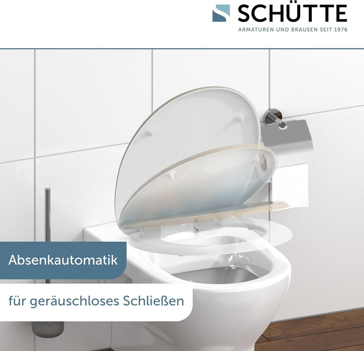 SCHÜTTE WC-Sitz mit Absenkautomatik BEACH aus Duroplast | hochwertiger Toilettendeckel mit 175kg Bel