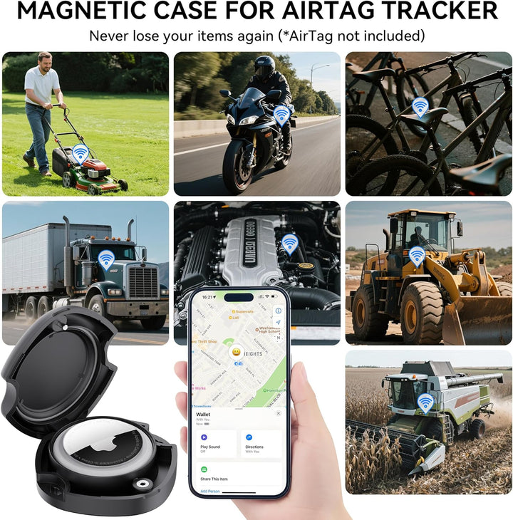 DDJ 2er-Pack Ultra-Magnethalterung für Apple AirTag, wasserdichte, bruchsichere Hülle mit 3M-Klebest