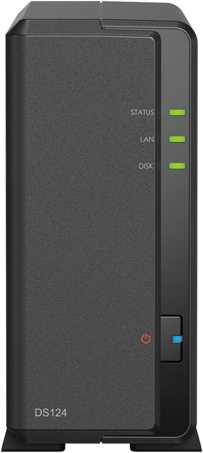 Synology DS124 1-Bay Diskstation NAS (Realtek RTD1619B 4-Core 1.7 GHz 1GB DDR4 RAM 1xRJ-45 1GbE LAN-