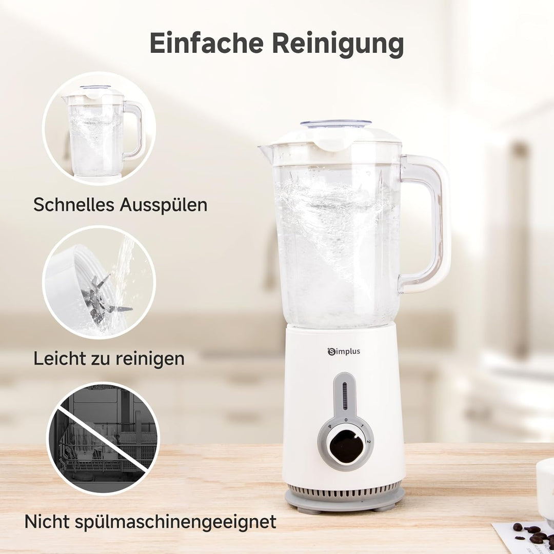 Simplus 3-in-1 Multifunction Stand Mixer, 1250 ml Mixkrug, 500 ml Fleischbecher & 300 ml Mahlbecher,