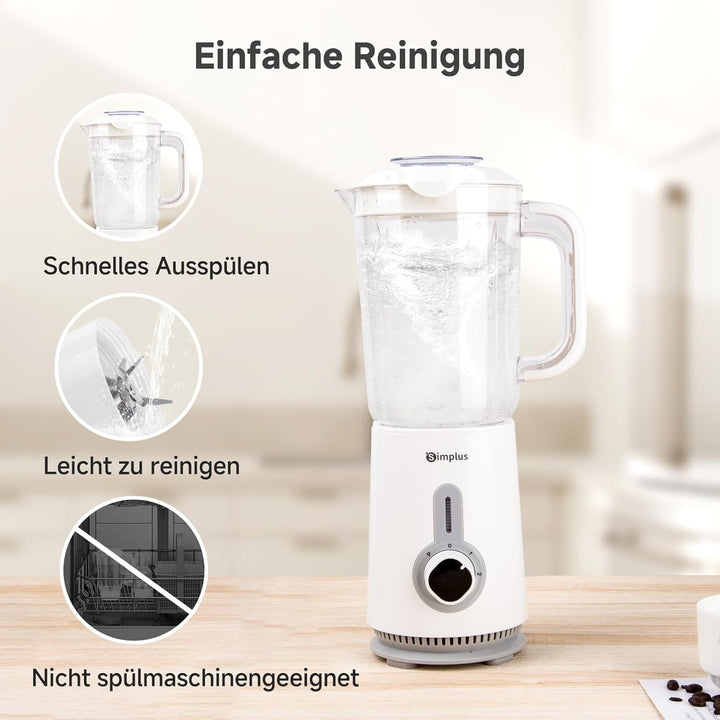 Simplus 3-in-1 Multifunction Stand Mixer, 1250 ml Mixkrug, 500 ml Fleischbecher & 300 ml Mahlbecher,