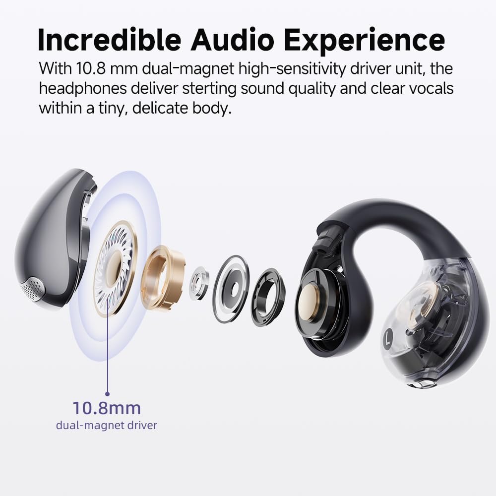 QCY Crossky C30 Open Ear Kopfhörer,Kabellose Bluetooth 5.4 Clip On Kopfhörer,4 Mikrofon ENC Geräusch