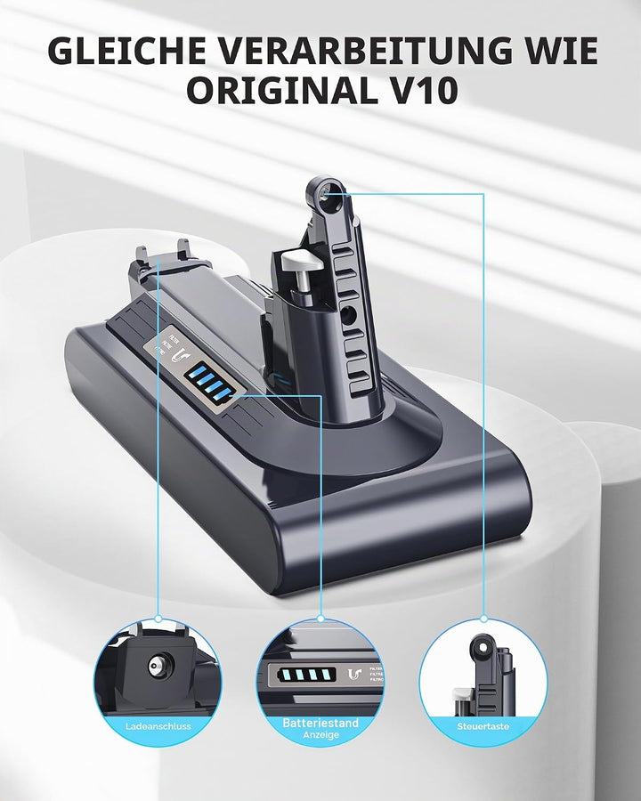 6500mAh Akku für Dyson V10 SV12, Morpilot Ersatzakku für V10 Absolute Animal Motorhead Fluffy Extra
