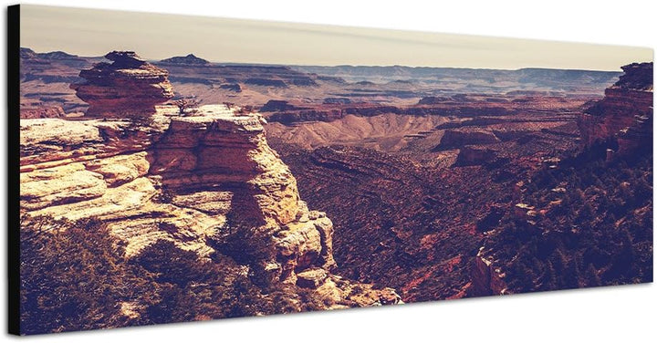 Paul Sinus Art Panoramabild auf Leinwand und Keilrahmen 150x50cm Grand Canyon Schlucht Vintage
