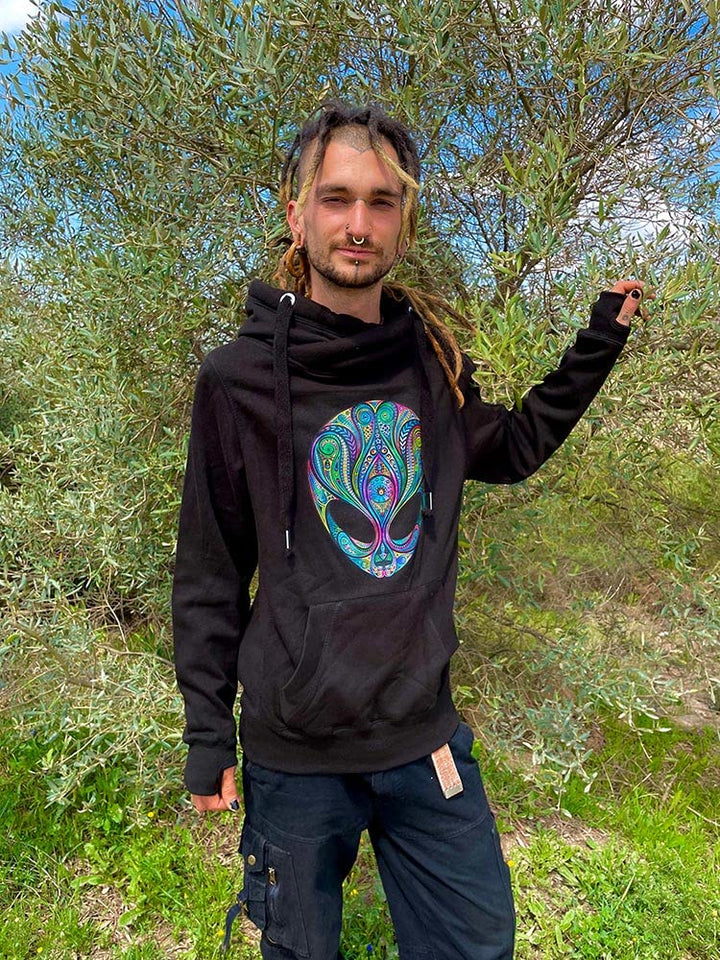 Psychedelic Alien Hoodie schwarz (XL), XL