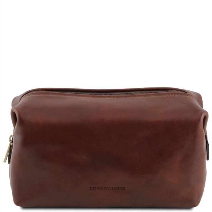 Tuscany Leather Smarty Reise- Kulturtasche aus Leder - Gross Braun, Braun