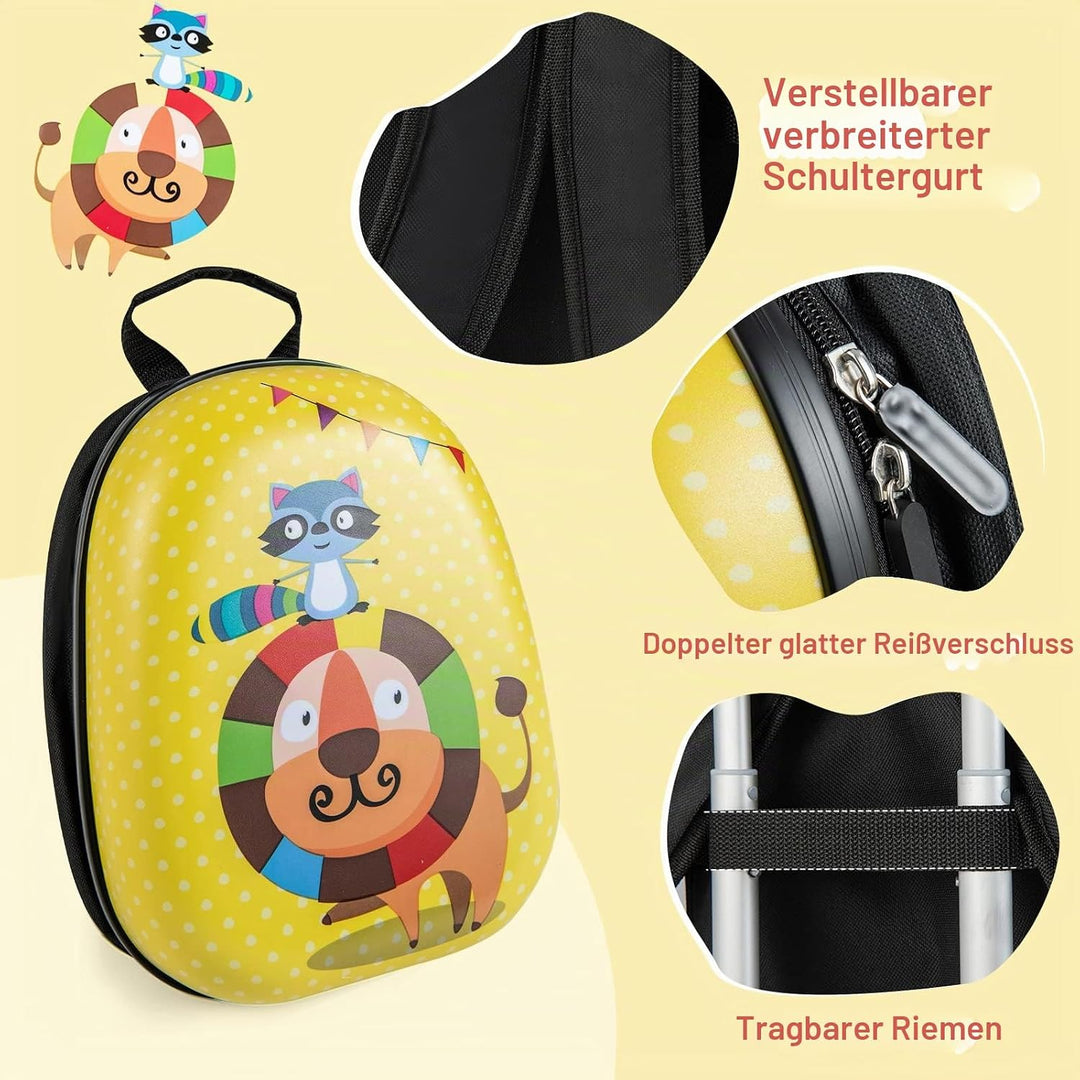 GOPLUS Kinderkoffer mit Rucksack, Kids Trolley, Kindergepäck mit Rollen, Reisekoffer mit Teleskopgri