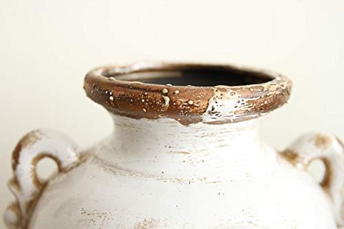 Soyizom rustikale weisse Keramikvase französische Landhausstil Vintage Vase für Blumensträusse, Kera