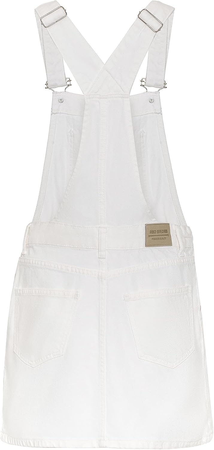 Redbridge Latzkleid Damen Jeansrock Denim Overall Baumwolle XS Weiss, XS Weiss
